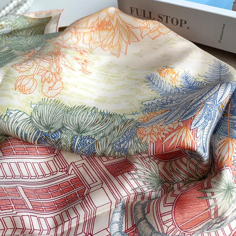 Elegant Thickened Mulberry Silk Twill Scarf/Shawl - Dual-Color Print for Women