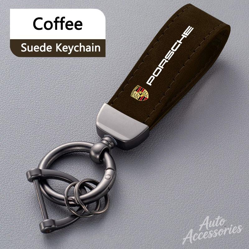 Suede Car Styling Keychain Pendant Anti-lost Keyring Charm Gift For Porsche 911 718 Cayenne Cayman Panamera Macan Taycan Boxster CY5