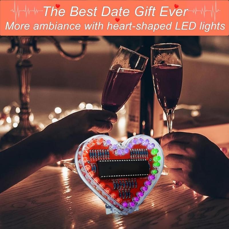 32 RGBs LED DIY Herzform Lötbausatz Pädagogisches Elektronik-Lernset für Studenten und Bastelbegeisterte Geschenk