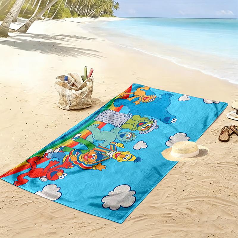 Sesame Street2 Print Beach Towel, Large Soft Quick Dry Towel for Beach Camping Swimming