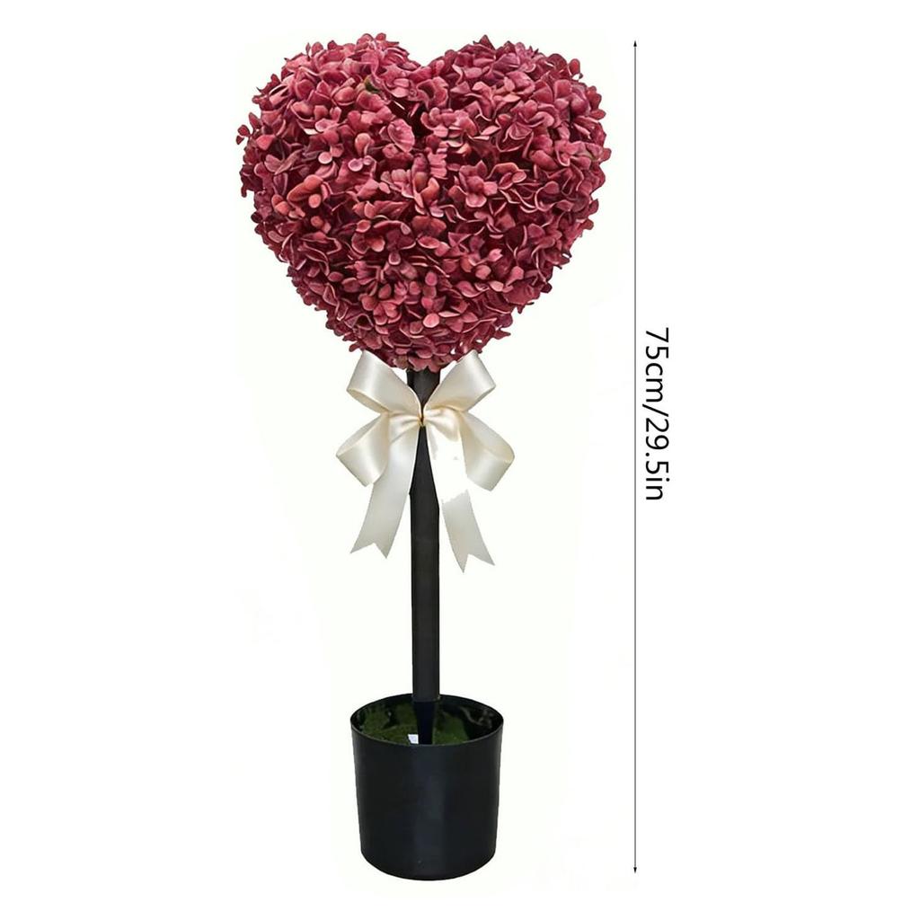 Heart Topiary Outdoor with Pot and Bow Tie Heart Shaped Topiary Artificial Trees for Wedding Birthday Valentine Day Anniversary