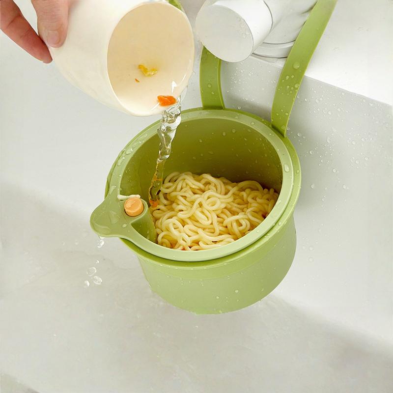 Hanging Sink Basket Button Drain Storage Split Filter Basket 1 Second Install for Kitchen Bathroom Space Saving Durable Plastic