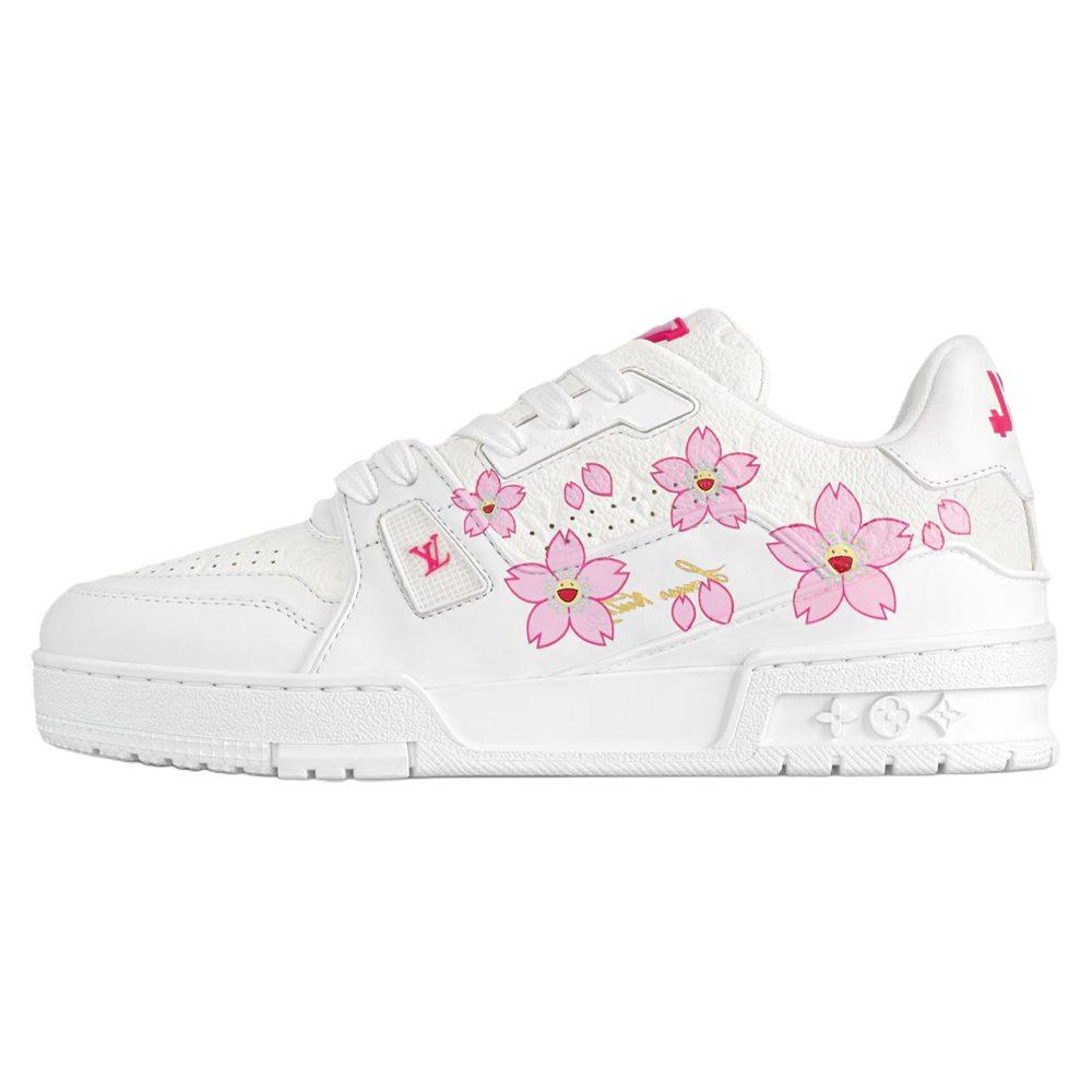 Louis Vuitton X Takashi Murakami Trainer Cherry Blossom Collection Low Top Skateboard Shoes Women's White 1AGZEH