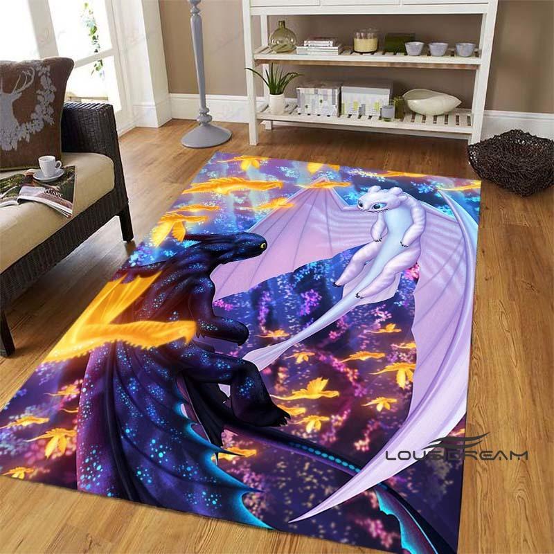 Various sizes of How to Train Your Dragon Toothless pattern rugs, cartoon style, suitable for bedrooms, living rooms, sofa