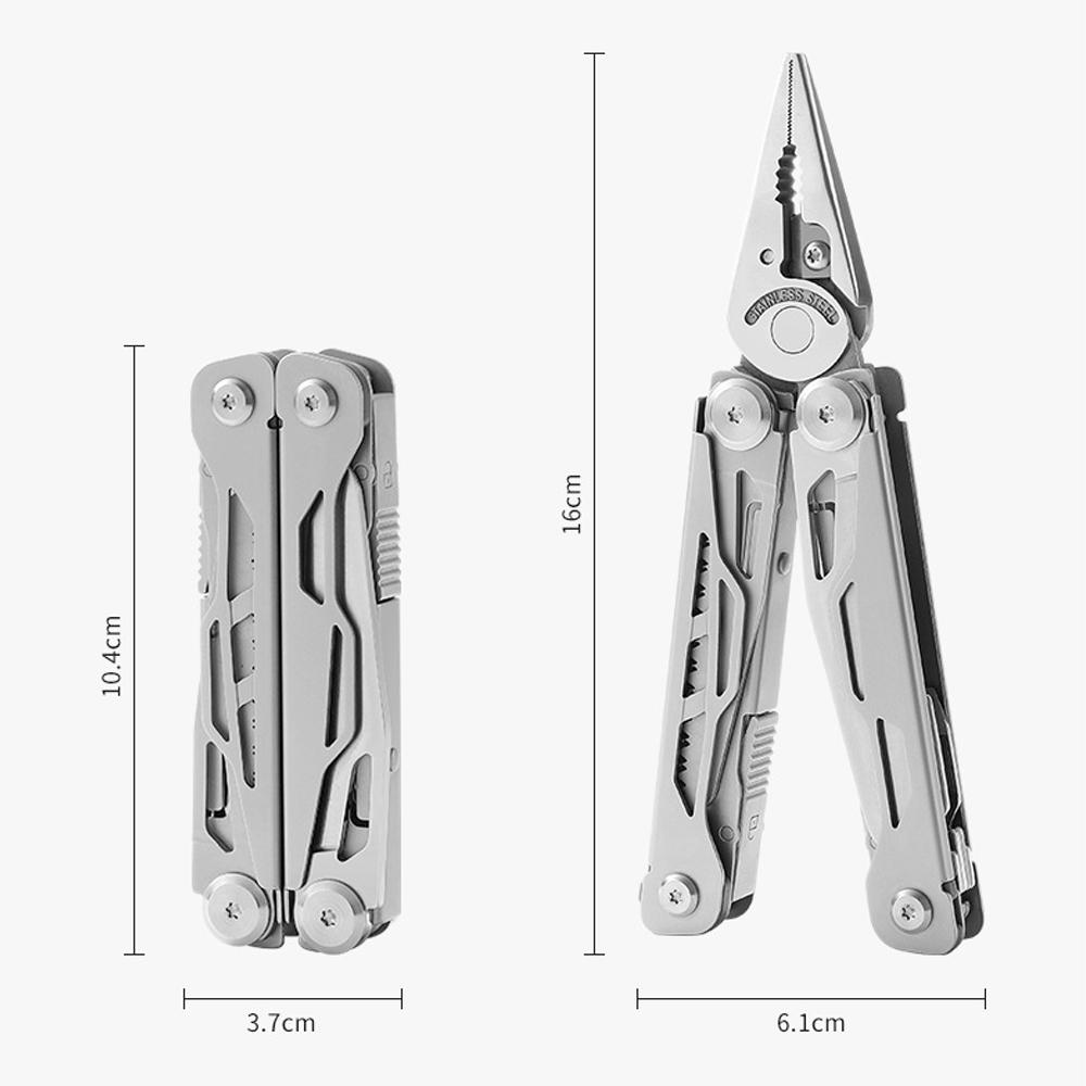 ValueMax Alicates Multiusos 9 En 1 – Mini Multiherramienta Con Cuchillo, Sierra, Abrebotellas, Mosquetón – Acero Inoxidable