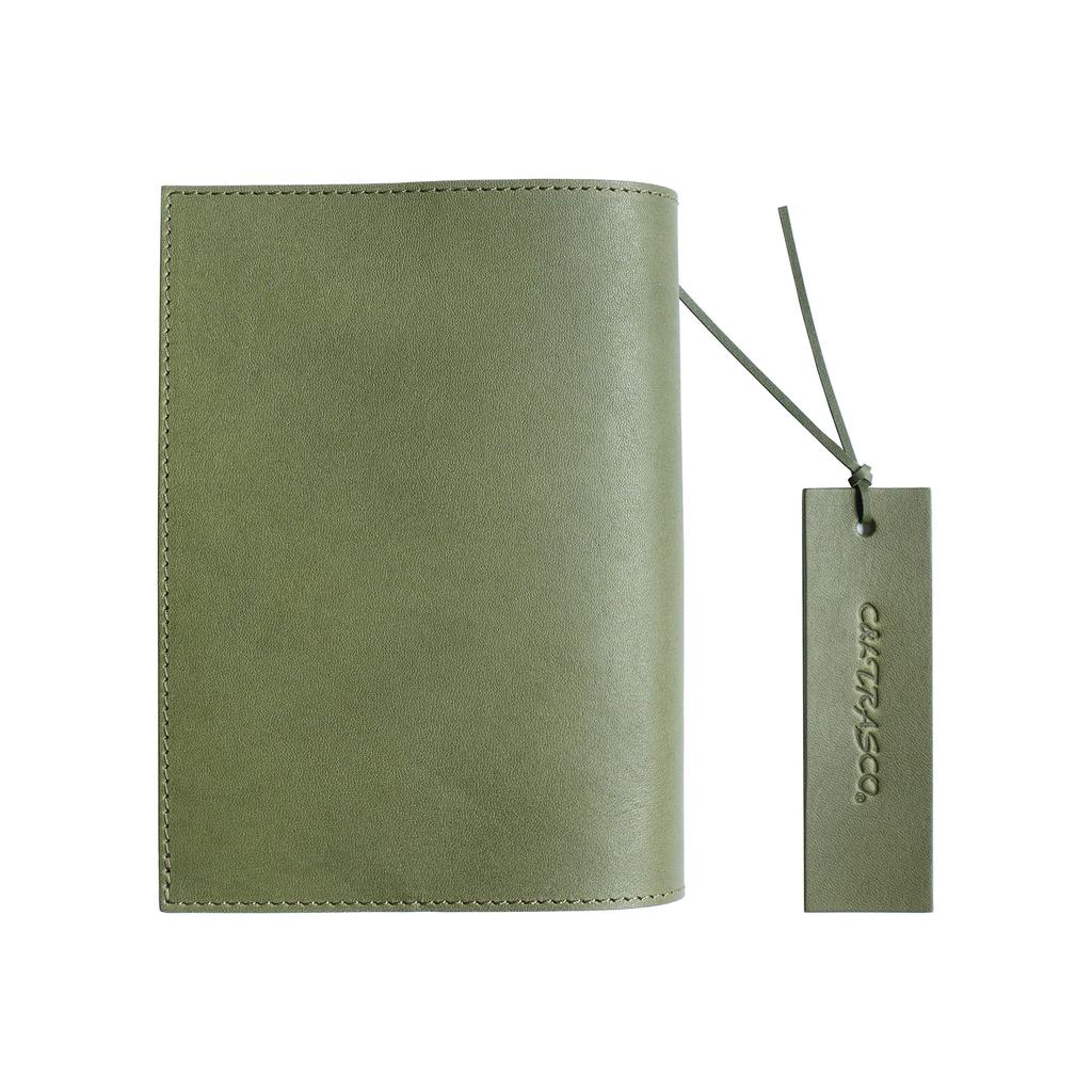 C&L TRASCO A6 Book Cover "Zeaba Antibacterial, Japanese Artisan Finish" with Bookmark, Forest Green