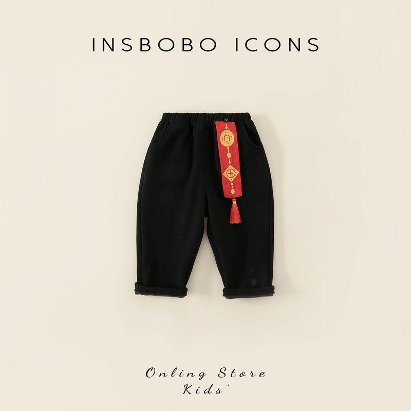 Retro Trousers Girls  Chinese New Year One Year Old Celebration Dress Tang Suit Black 80