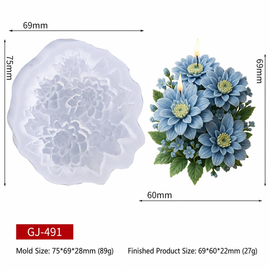 Flower Bouquet Mold Reusable 3d Flower Mold Cake Decoration Mold White For Handmade Soap Aromatherapy Ornament Gypsum Diffuser