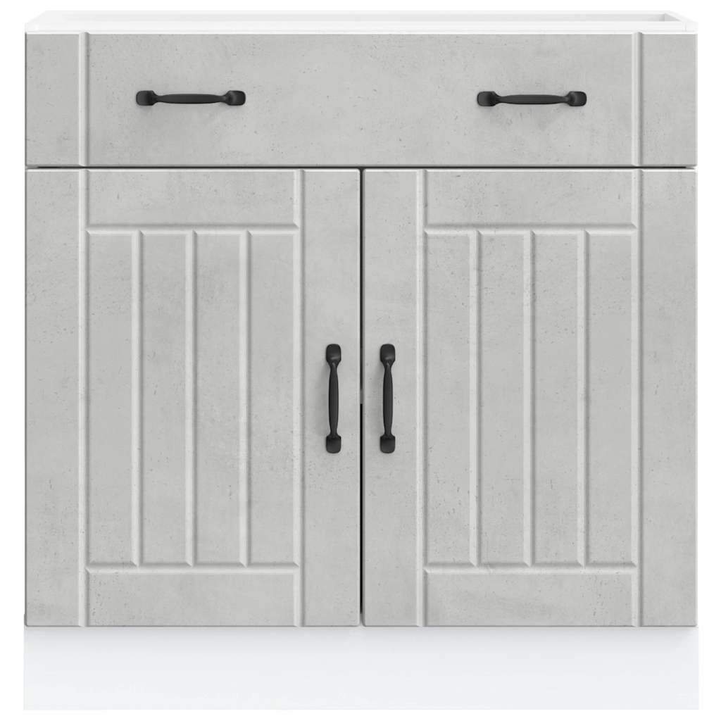 Kitchen Base Cabinet "Lucca" Concrete Gray Glued Wood