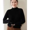 Women's Cashmere Knit Pullover: Seven-Stitch Rolled Hem, Half-High Collar, Solid Color Sweater