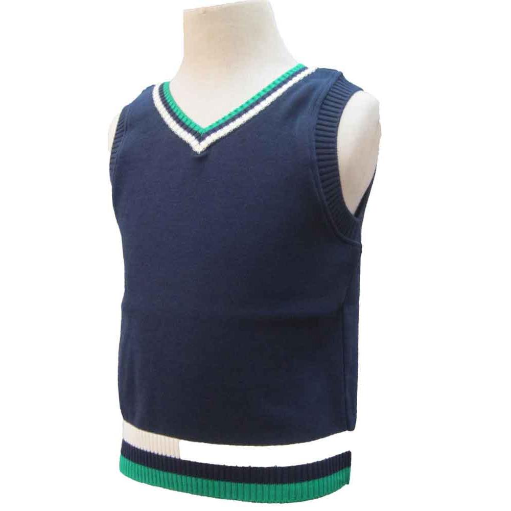 V-neck Navy White Green Line Children s Vest Exam Vest Navy 100cm 110cm 120cm Admission Kindergarten Nursery School Elementary School