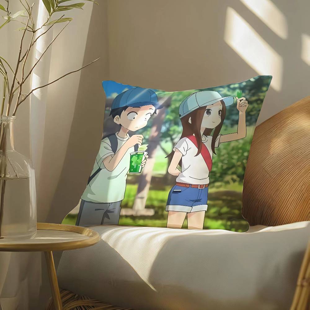Anime Cartoon Takagi-san x Nishikata-N Pillow Case Silky elegant Comfort Sofa Bed Invisible zipper Beach pillowcase