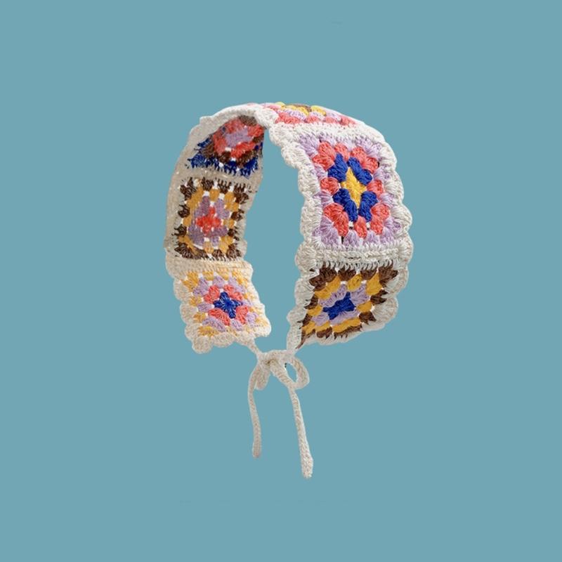 Süße Mädchen Buntes Häkelstirnband Sommer Sonnenschutz Turban zum Binden Camping Kopfwickel Teenager Liebliches Haartuch