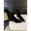 Skinny boots short boots suede British style year matte socks boots flat bottom niche pointed retro design sense