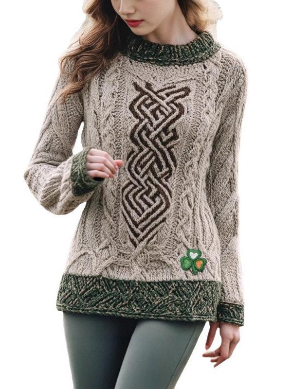 2025 Autumn/Winter 3D Print Round Neck Knit Sweater for Europe & America