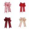 Christmas Tree Accessories Red Velvet Striped Bow Festive Decoration