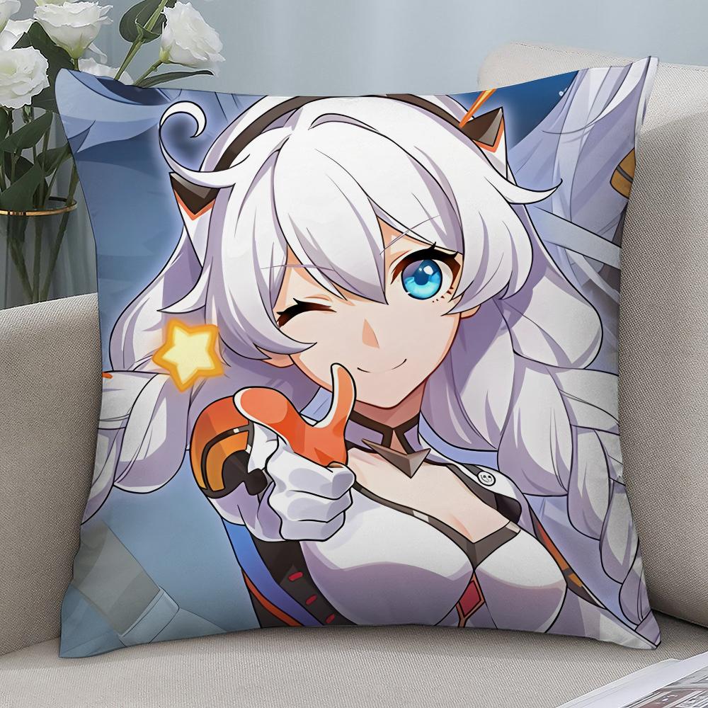 Kiana Kaslana Anime Girl Pillow Case Short Plush Pillow Covers Sofa Decorative Gift Home Double-sided Printing Cushion Cover