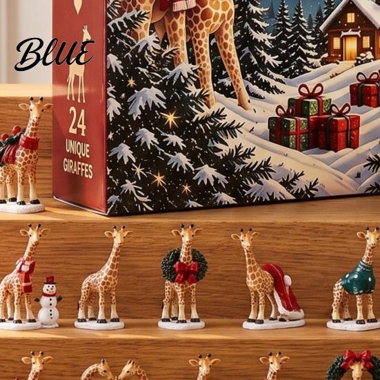 Christmas Craft Ornament Hat Tree 24Pcs Acrylic Advent Calendar Set Giraffe with Santa Hanging Decorations