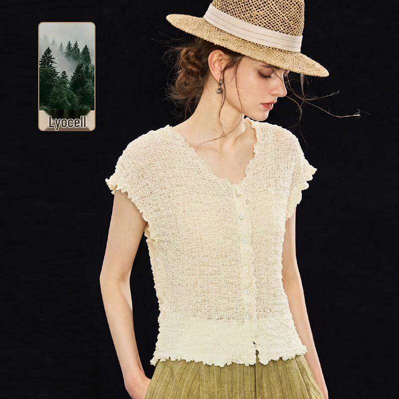 Women s Tencel Blend V-Neck Pleated Sleeveless Top M