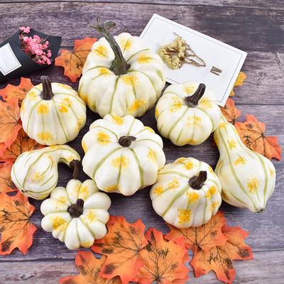 8 Pack Artificial Pumpkins | Lifelike Fall Decor For Thanksgiving & Halloween | Small Plastic Gourds For Home & Garden Decoration