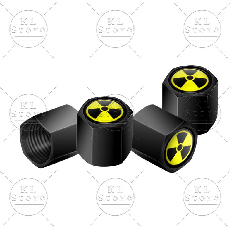 

4Pcs Radioactive Warning Atomic Nuclear Radiation Emblem Aluminum Alloy Car Wheel Tire Valve Caps Dust Cover Accessories