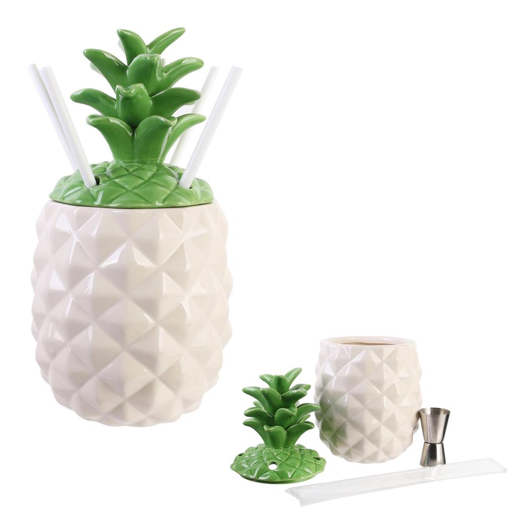 Les Trésors De Lily [Q7743] - 'Pineapple' Mason Jar Cocktail Set (4 Straws) - 27x11 Cm (1.3 L)