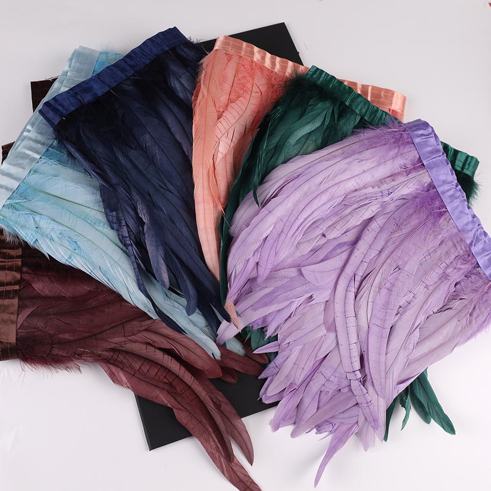 10Meters Rooster Tail Feathers Trim 25-30Cm Coque Feathers Trimming For Handiwork Crafts Carnival Dress Skirt Costumes Plumes