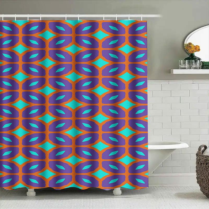 Fashionable Bath Curtains With Bright Floral Design For Bathroom Decorations Purple Orange Shower Curtain Waterproof Fabric Home