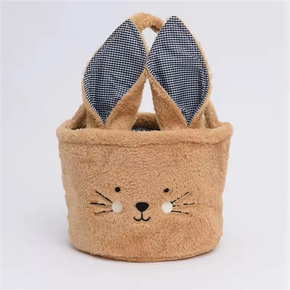 

Easter Basket Cute Plush Candy Bag with Handle Soft Pasty Storage Bucket Easter Egg Decorations and Gift Basket Other коричневый