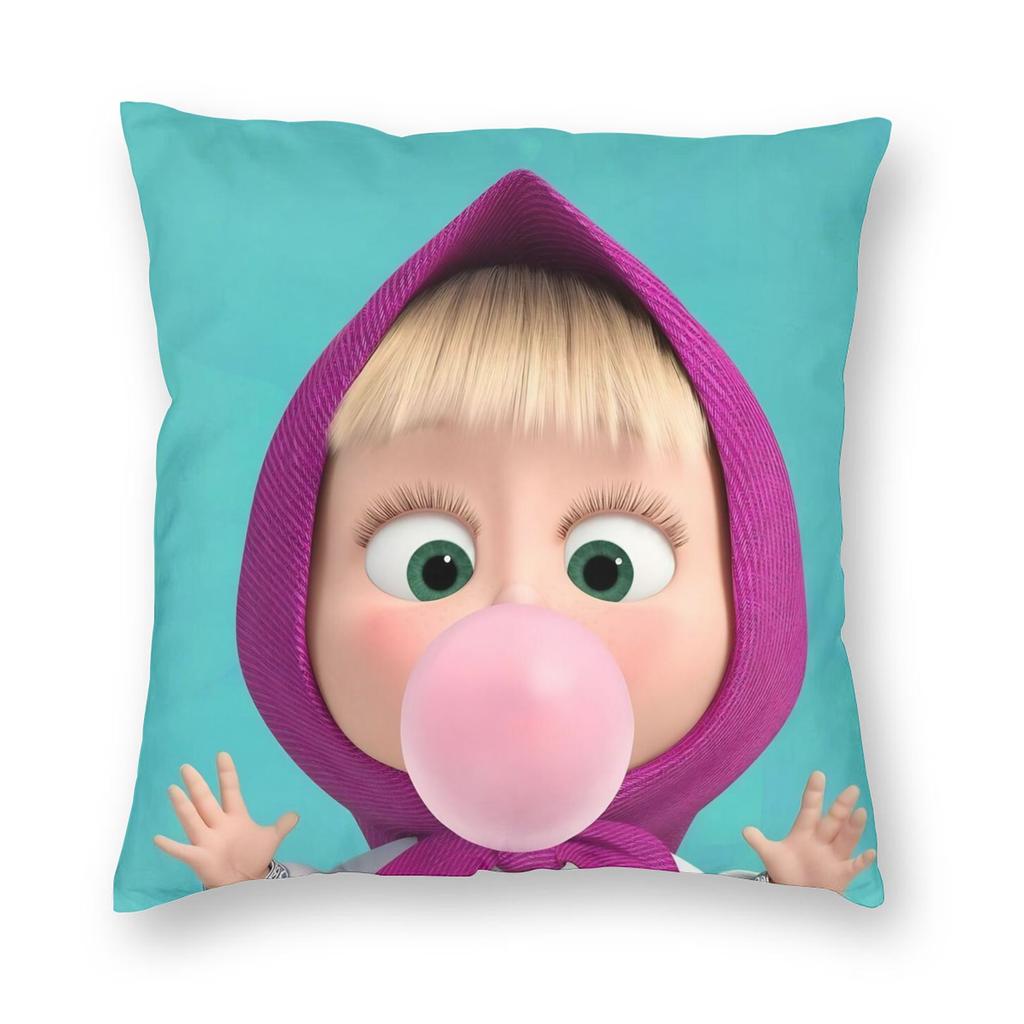 Cute Cartoon M-Masha And Bear Pillowcase Printing Polyester Cushion Cover Decor Throw Pillow Case Cover Home Square 40*40Cm