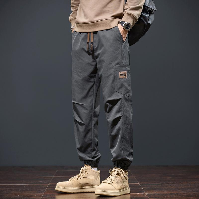 

Весна и осень новые модные американские комбинезоны мужские свободные брюки однотонные повседневные спортивные брюки большого размера для мужчин L серый