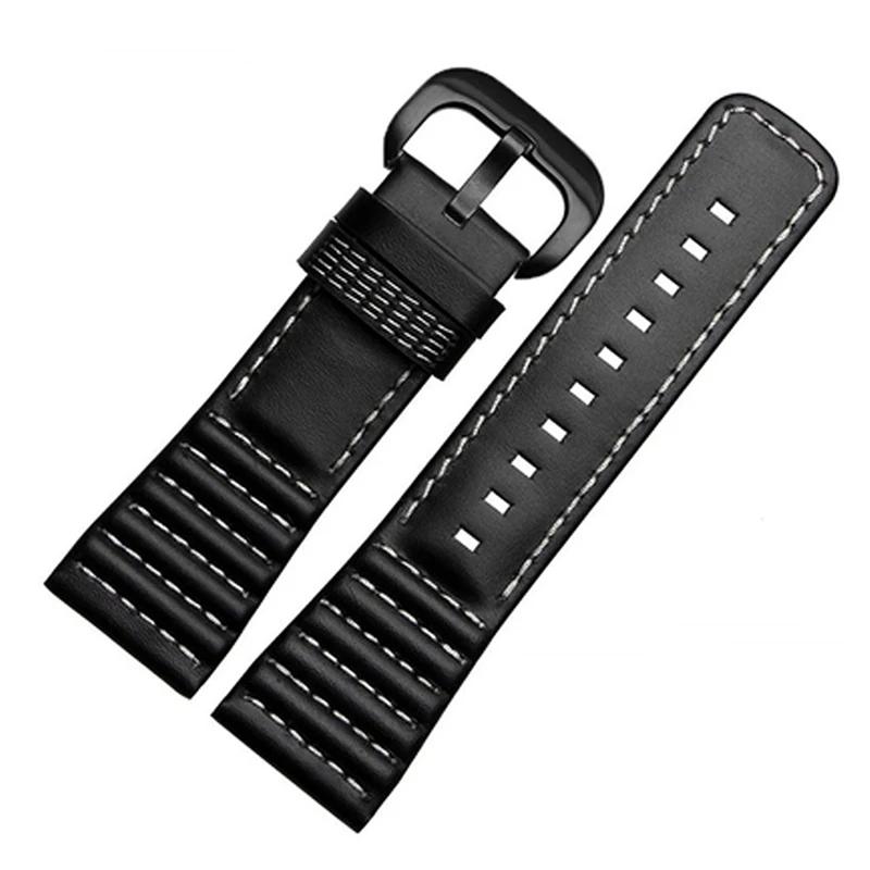 28mm Echtes Leder Schwarz Weiß Orange Rot Blau Nähte Armband Uhrenarmband Schlaufen Für SevenFriday Armband P1 P2 P3 Serie Schnalle