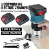 1000W elektrický vyžínač Akumulátorový gravírovací drážkovací ořezávací stroj Router na dřevo s Li-ion baterií pro 18V baterii Modrá