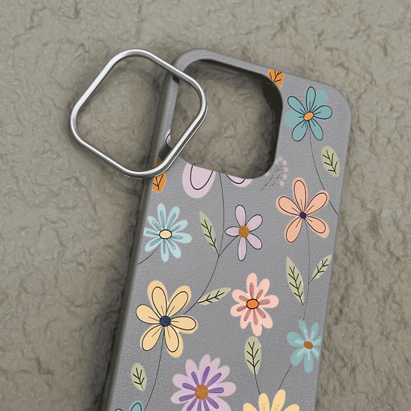 Small Flowers Pattern Phone Case For iPhone 15 Case iPhone 16 14 13 12 Pro Max 14 Plus 11 Shockproof Leather Texture TPU Cover