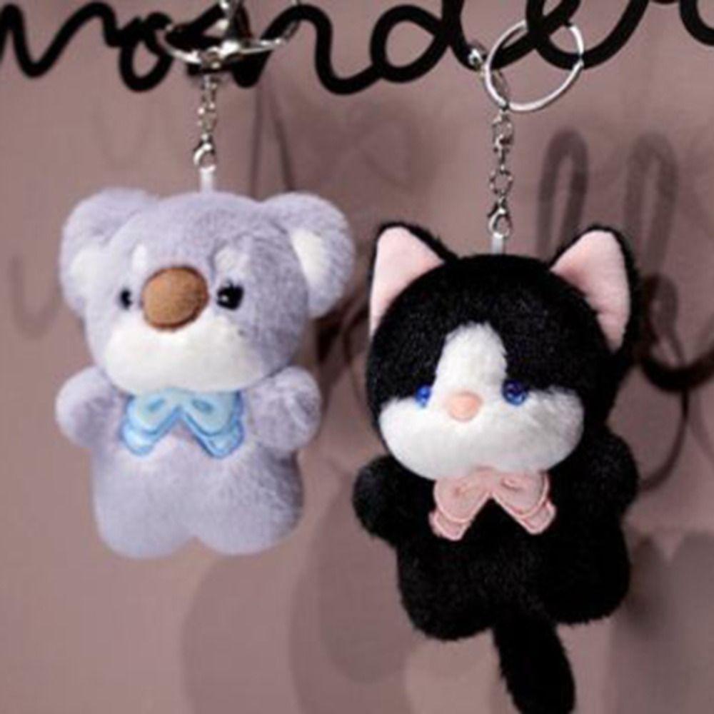

Stuffed Cartoon Animal Keychain Fluffy Cat Plush Keyring Plush Koala Bag Pendant Birthday Dog