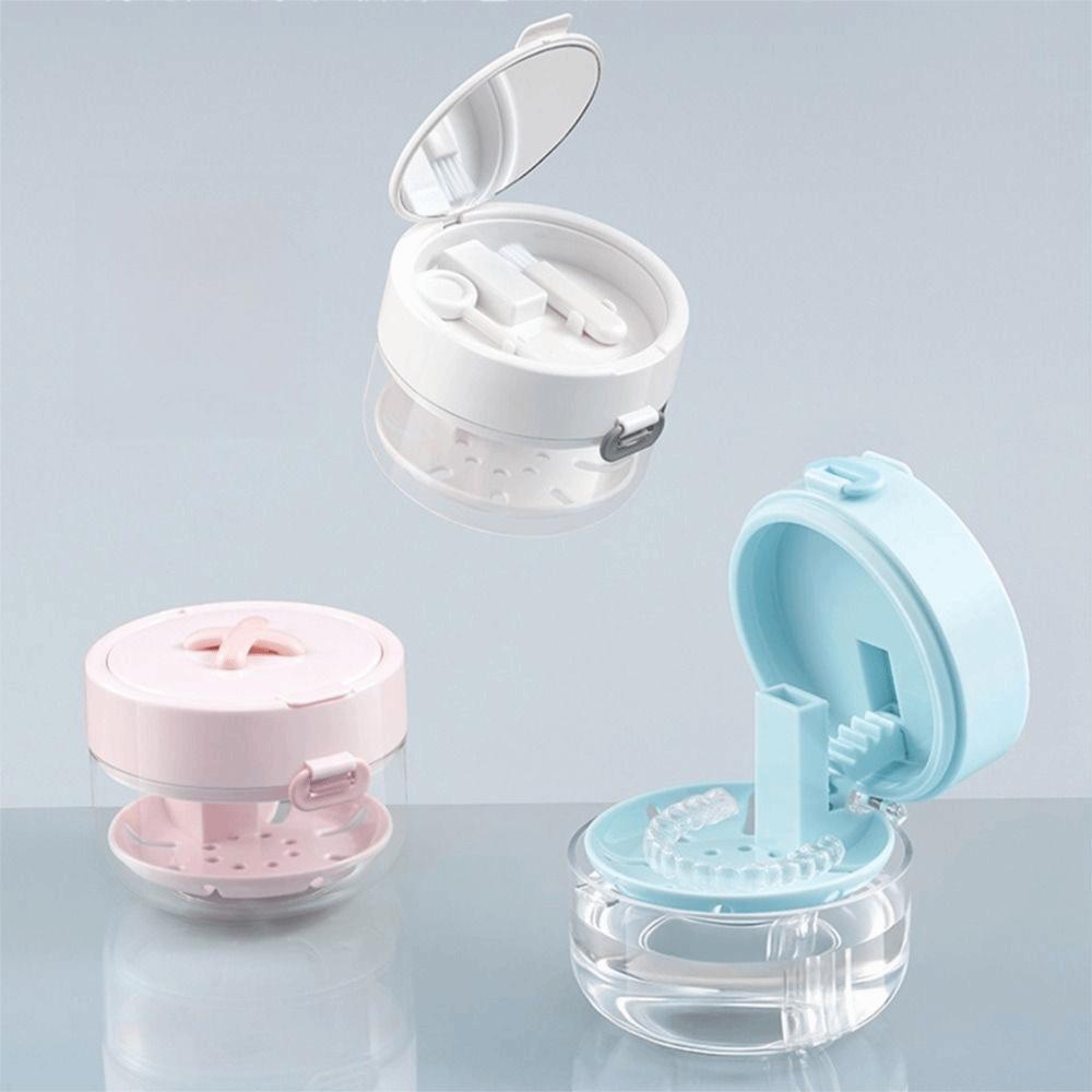 Portable Braces Storage Box Drainable Design Denture Soak Cup For Denture Storage