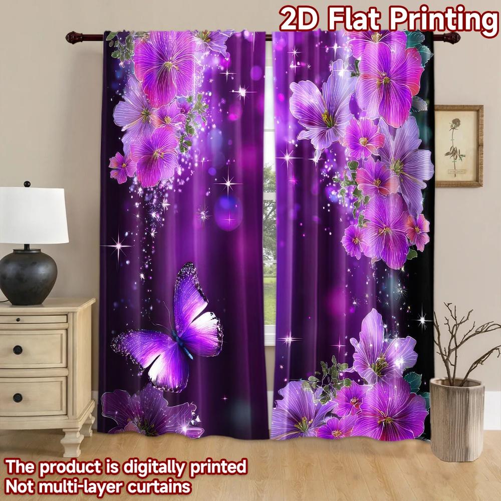 2D flat Photography Backdrop Popular Background cloth Butterfly and Purple Flowers 100% Polyester Holiday Decorations for