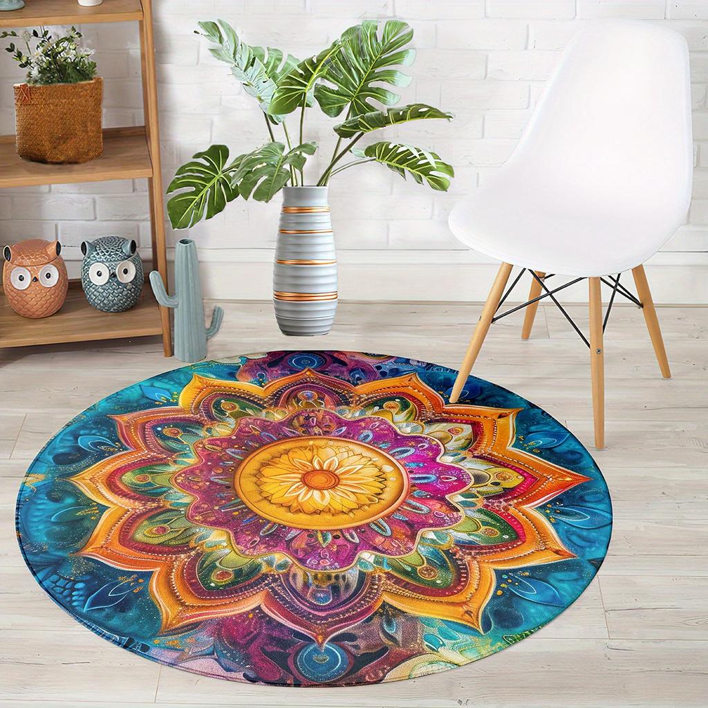 Luxuriöser Böhmischer Stil Runde Form Fußmatten Küche Flur Läufer Teppich Schlafzimmer Wohnzimmer Weicher Teppich Rutschfester Bereichsteppich