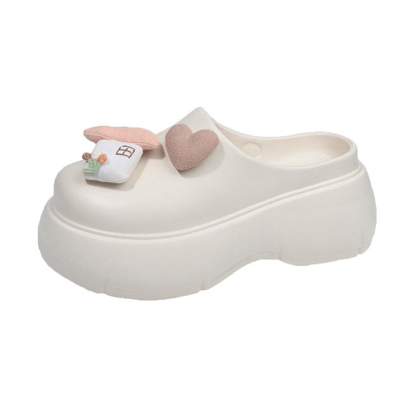 Cartoon cute bag head sandals women's outer wear spring and summer new non-slip one-pedal small flower beach thick bottom mop