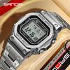 SANDA 2162 Square Fashion Night Light Steel Digit Watches Men's Electronic Watch Square Waterproof Multi Functional Wrist Watch
