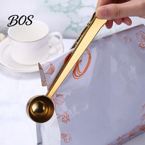 Integrated Spoon And Sealing Clip 2 in 1 Bag Clip, Stainless Steel Measuring Clamp Scoop, Multifunctional Powder Sealer for Milk Coffee, Airtight
