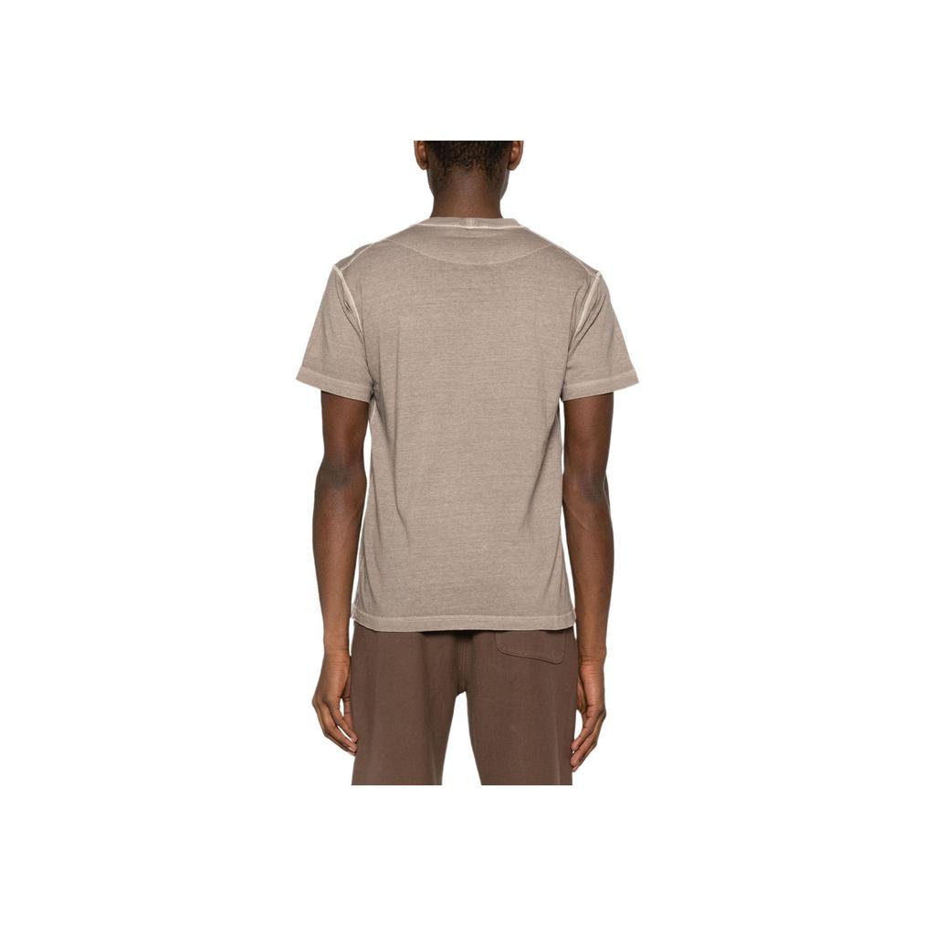 Stone Island Solid Color Logo Crew Neck Short Sleeve T-Shirt Men tops Brown 801521957-V0192