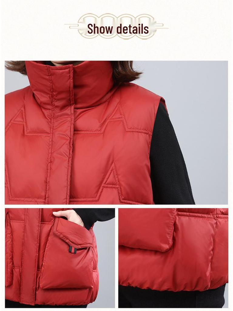 Women's Lightweight Down Vest - 2024 Autumn/Winter Fashion Stand Collar, Short Outerwear for Moms