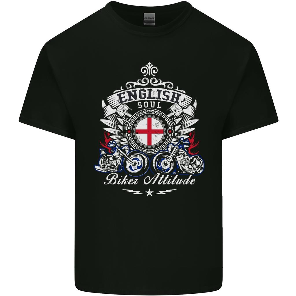 English Soul Biker Attitude Bike Motorcycle Mens Light Cotton T-Shirt