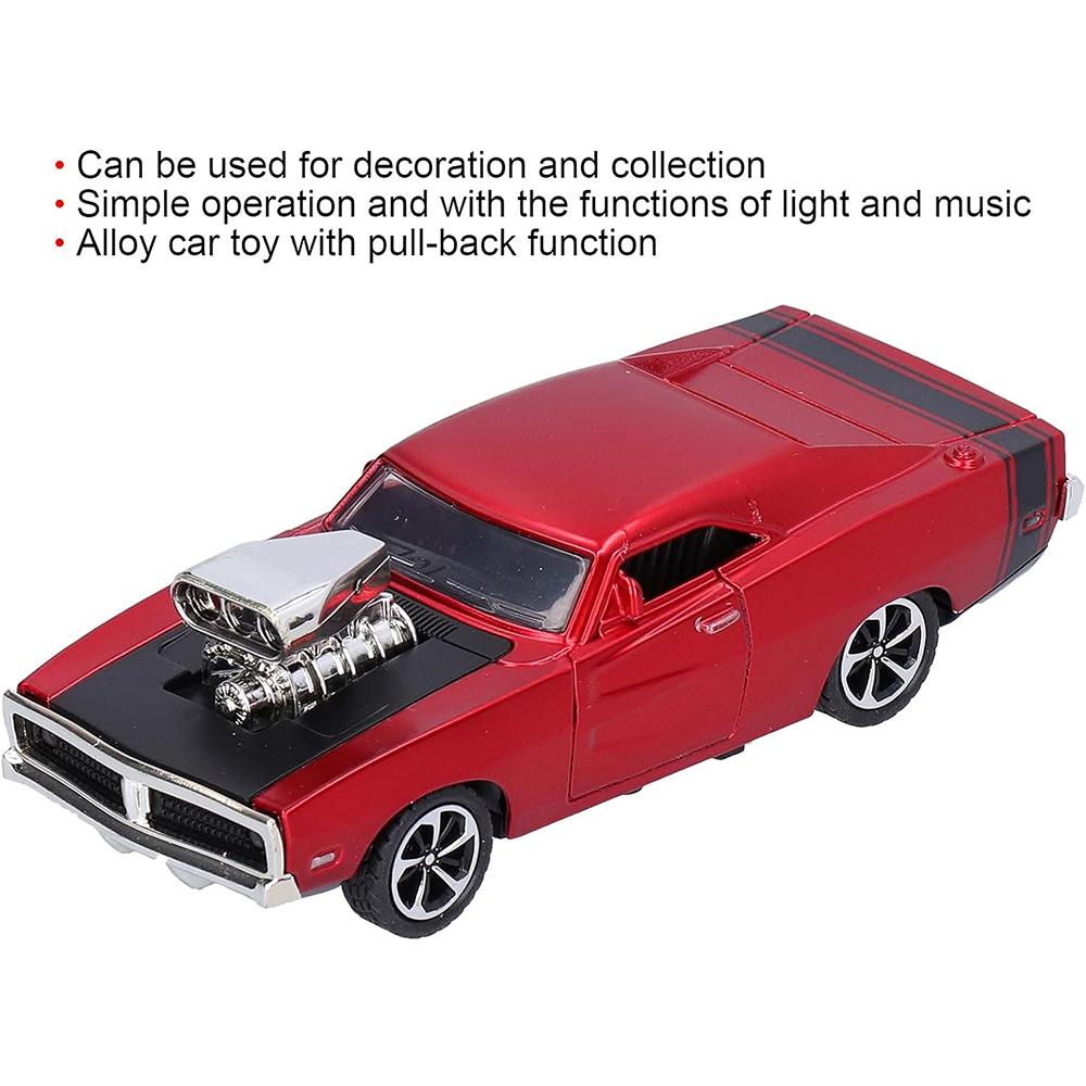 Model Mașină de Curse Dodge Super la Scară 1/32, Jucărie Mașină cu Sunet și Lumină, Model Mașină Aliaj cu Tragere Înapoi Retro pentru Familie pentru Acasă