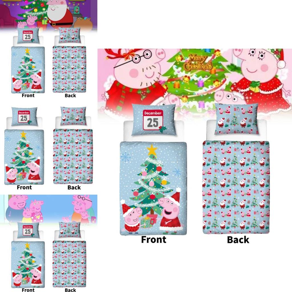 Peppa Pig Weihnachtliches Festdruck Bettwäscheset für Kinderzimmerdeko