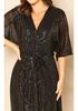 Elegante Europese Pailletten Avondjurk met Elastische Taille voor Dames