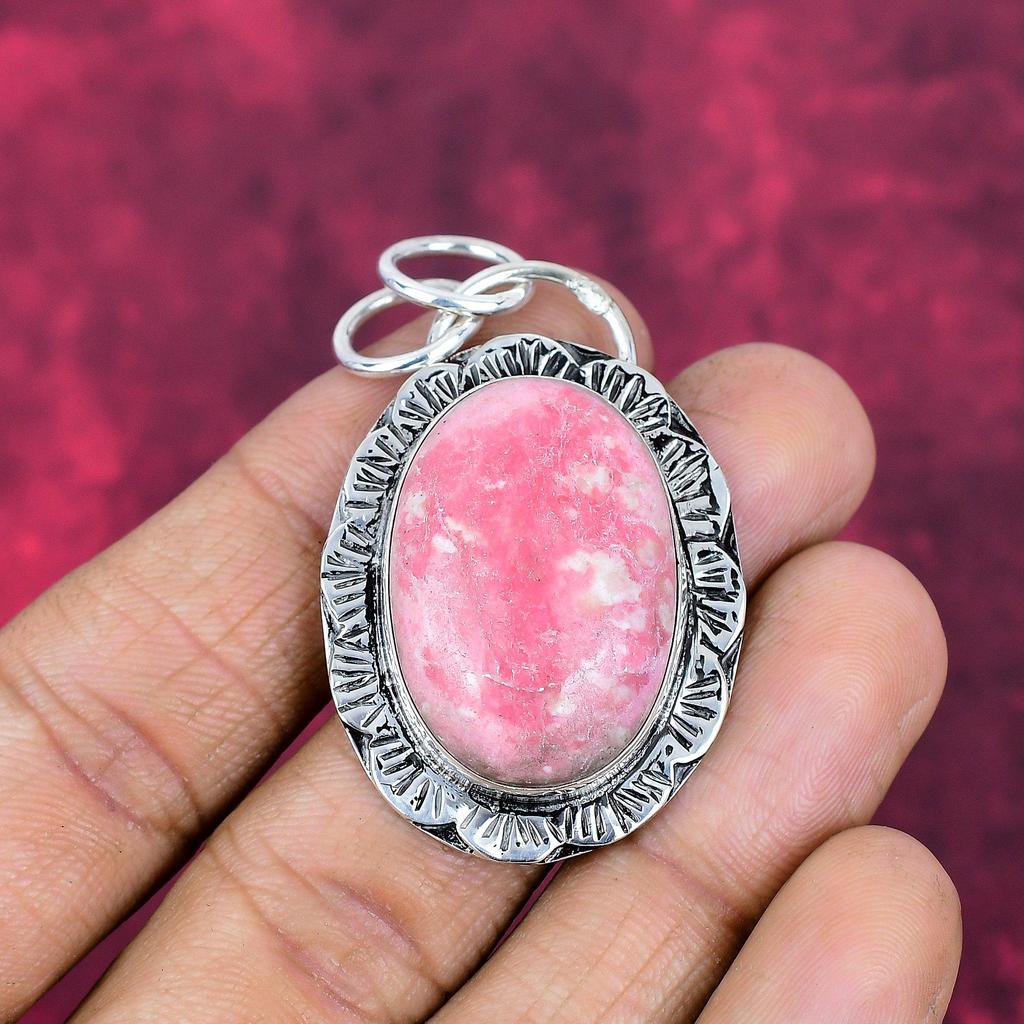 Pink Thulite Jewelry, 925 Solid Sterling Silver Pendant Handmade Gemstone Jewelry, Gifts For Wife Brand New Pendant Jewelry