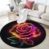 Rainbow Rose Round Area Rug,Carpet Rug for Living Room Bedroom Sofa Playroom Decor,Non-slip Floor Mat