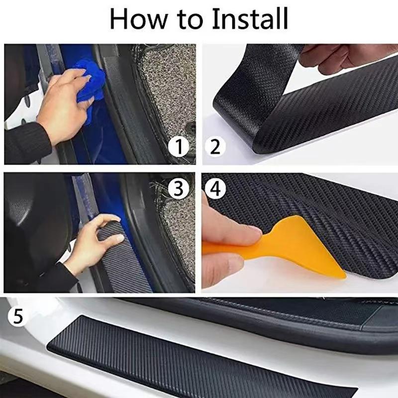 Anti Scratch Car Door Sill Protector Sticker Nano Carbon Fiber DIY Paste Protector Strip Auto Side Mirror Protection Tape Film